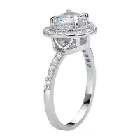 DiamonArt® Womens 1 1/2 CT. T.W. White Cubic Zirconia Platinum Over Silver Heart Engagement Ring