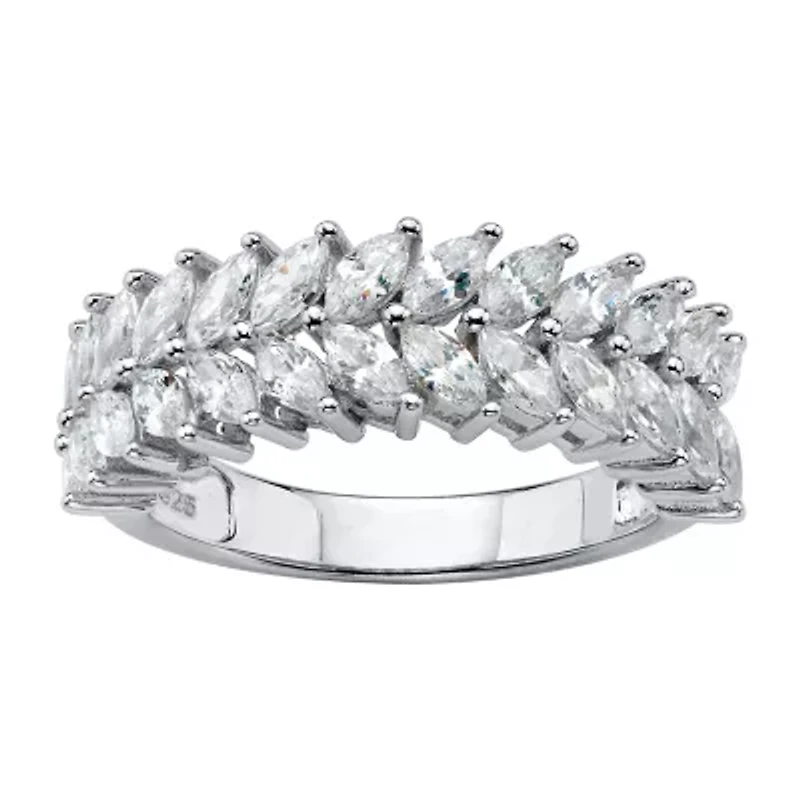 DiamonArt® 2MM 2 1/2 CT. T.W. White Cubic Zirconia Platinum Over Silver Band