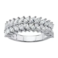 DiamonArt® 2MM 2 1/2 CT. T.W. White Cubic Zirconia Platinum Over Silver Band