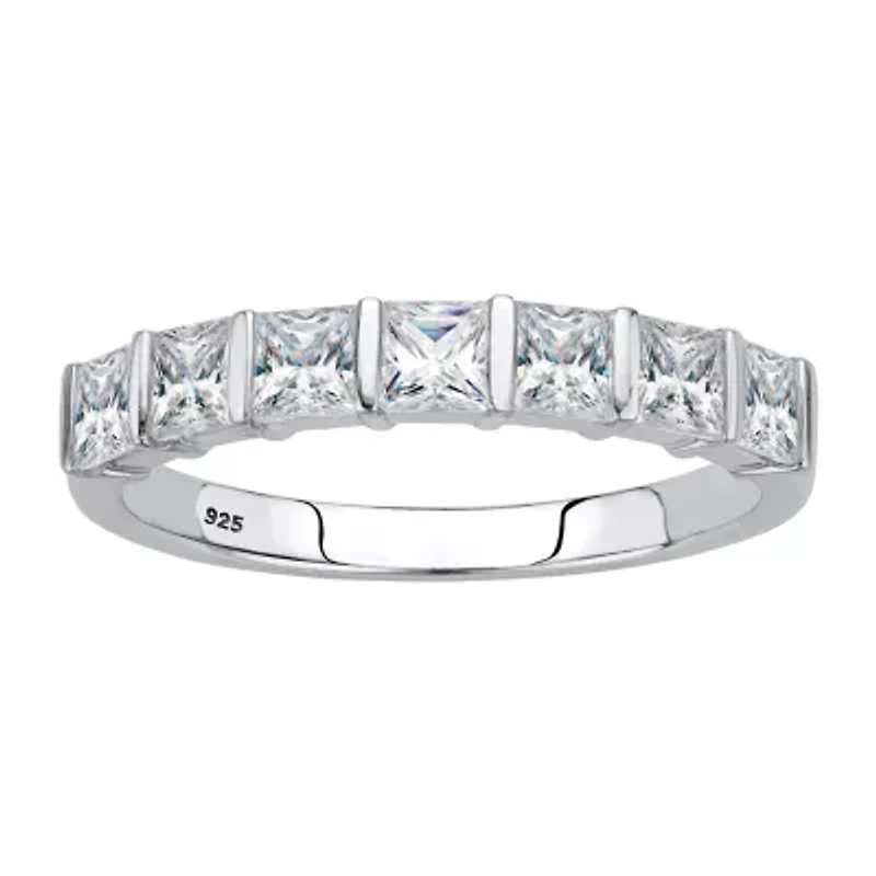 DiamonArt® Womens 1 1/8 CT. T.W. White Cubic Zirconia Platinum Over Silver Square Cocktail Ring