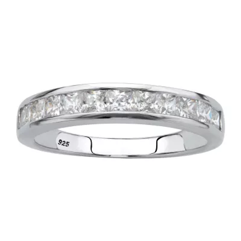 DiamonArt® 2MM 3/4 CT. T.W. White Cubic Zirconia Platinum Over Silver Square Band