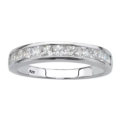 DiamonArt® 2MM 3/4 CT. T.W. White Cubic Zirconia Platinum Over Silver Square Band