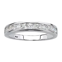 DiamonArt® 2MM 3/4 CT. T.W. White Cubic Zirconia Platinum Over Silver Square Band