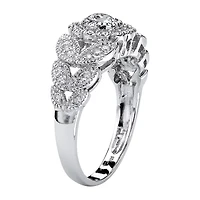 DiamonArt® Womens 1/ CT. T.W. White Cubic Zirconia Platinum Over Silver Round Engagement Ring