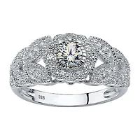 DiamonArt® Womens 1/ CT. T.W. White Cubic Zirconia Platinum Over Silver Round Engagement Ring