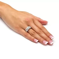 DiamonArt® Womens 1/ CT. T.W. White Cubic Zirconia Platinum Over Silver Round Engagement Ring