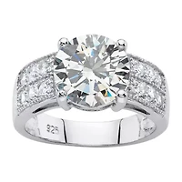 DiamonArt® Womens 1/2 CT. T.W. White Cubic Zirconia Platinum Over Silver Round Engagement Ring