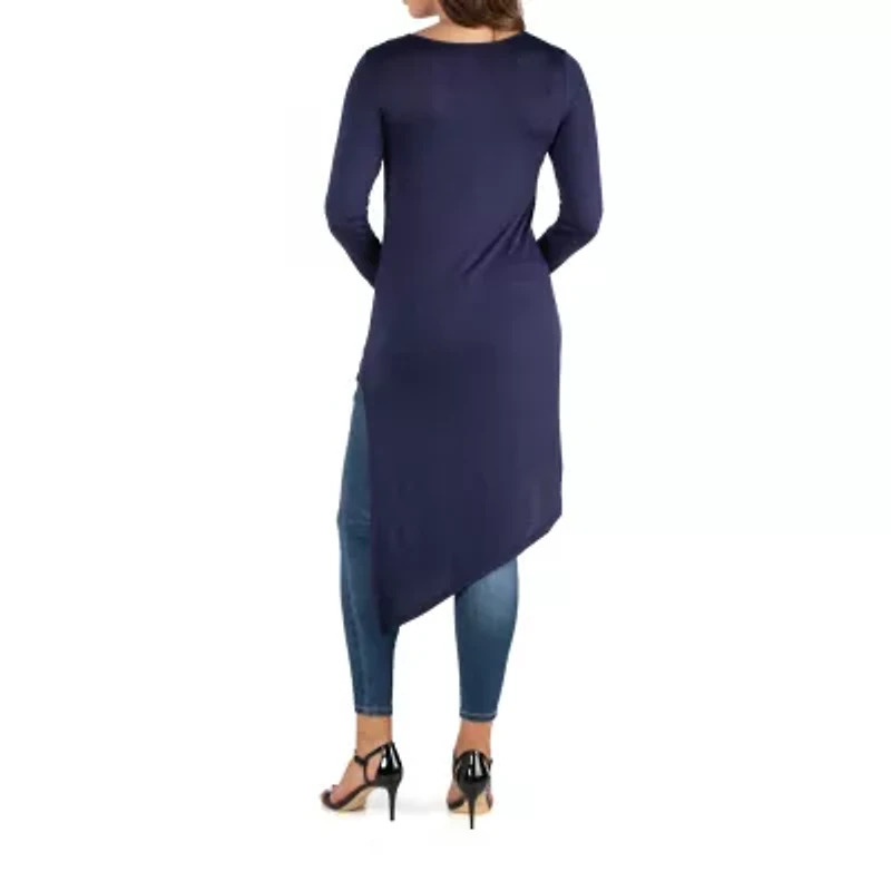 24seven Comfort Apparel Maternity Womens Round Neck Long Sleeve Tunic Top