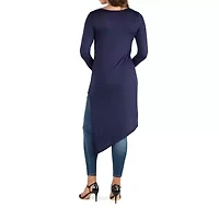 24seven Comfort Apparel Maternity Womens Round Neck Long Sleeve Tunic Top