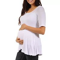 24/7 Comfort Apparel-Maternity Womens Scoop Neck Short Sleeve Tunic Top