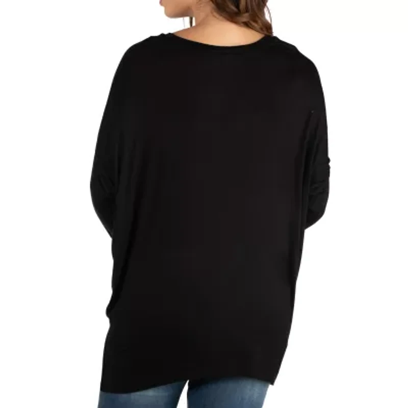 24seven Comfort Apparel Maternity Womens Round Neck Long Sleeve Tunic Top