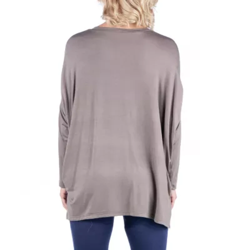 24seven Comfort Apparel Maternity Womens Round Neck Long Sleeve Tunic Top