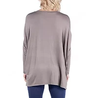 24seven Comfort Apparel Maternity Womens Round Neck Long Sleeve Tunic Top