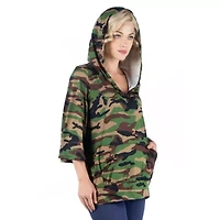 24seven Comfort Apparel Maternity Womens Hooded 3/4 Sleeve Tunic Top