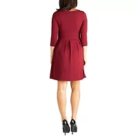 24seven Comfort Apparel Womens Maternity Boat Neck 3/4 Sleeve Fit + Flare Dress