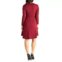 24seven Comfort Apparel Womens Maternity Scoop Neck Long Sleeve A-Line Dress