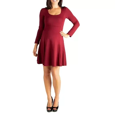 24seven Comfort Apparel Womens Maternity Scoop Neck Long Sleeve A-Line Dress
