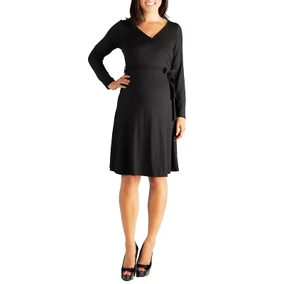 24seven Comfort Apparel Womens Long Sleeve Maternity A-Line Dress