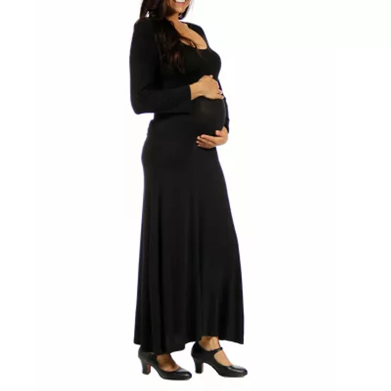24seven Comfort Apparel Womens Maternity Long Sleeve Maxi Dress