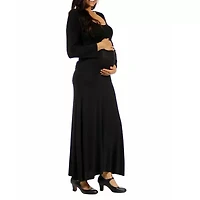 24seven Comfort Apparel Womens Maternity Long Sleeve Maxi Dress