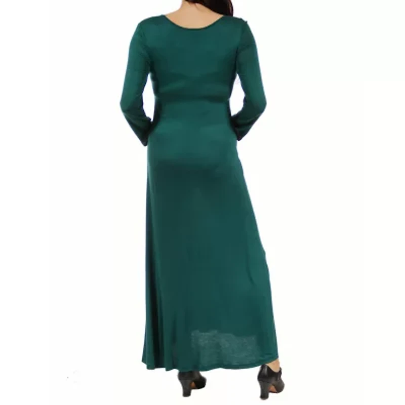 24seven Comfort Apparel Womens Long Sleeve Maternity Maxi Dress