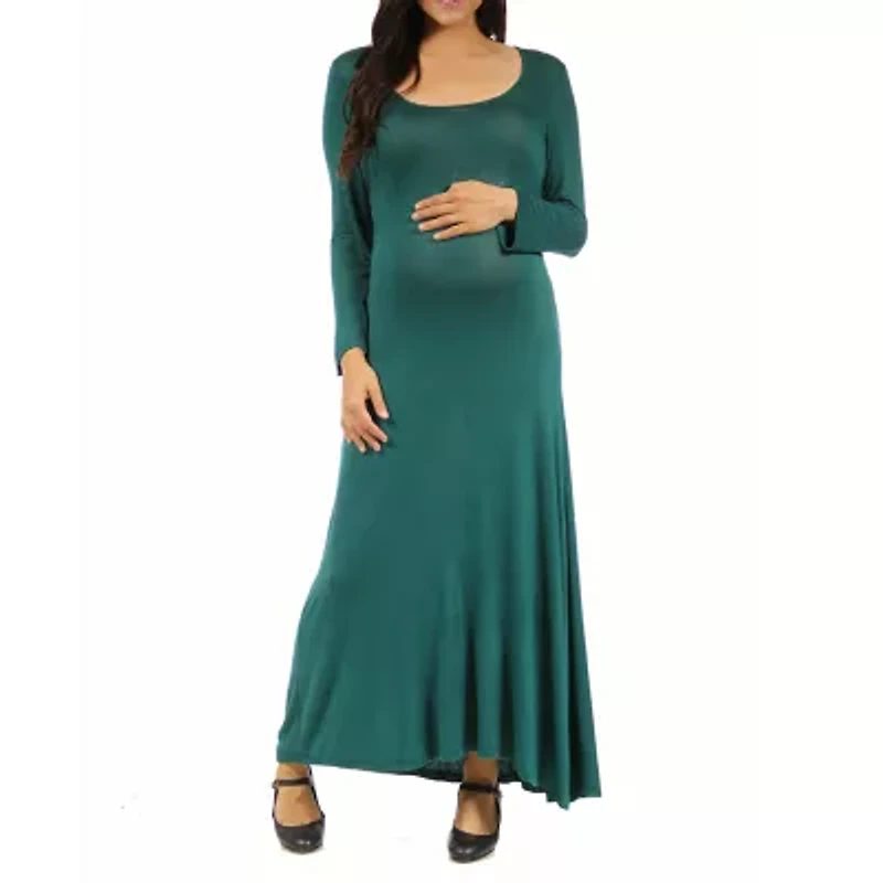 24seven Comfort Apparel Womens Long Sleeve Maternity Maxi Dress
