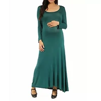 24seven Comfort Apparel Womens Long Sleeve Maternity Maxi Dress