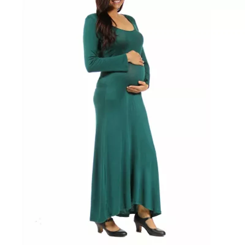 24seven Comfort Apparel Womens Long Sleeve Maternity Maxi Dress