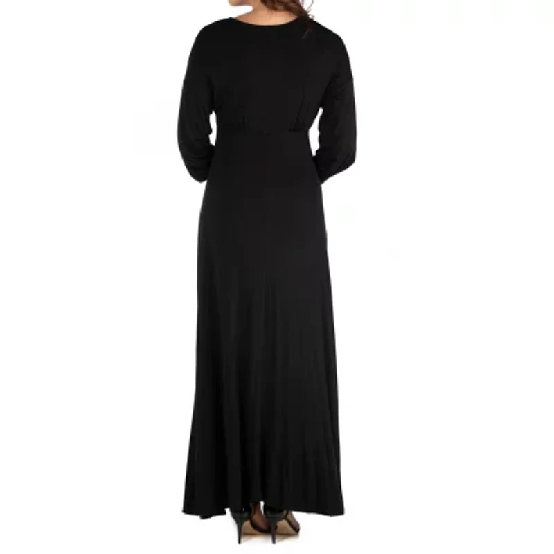 24seven Comfort Apparel Womens Long Sleeve Maternity Maxi Dress