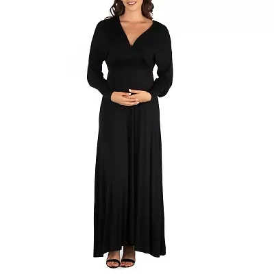 24seven Comfort Apparel Womens Long Sleeve Maternity Maxi Dress