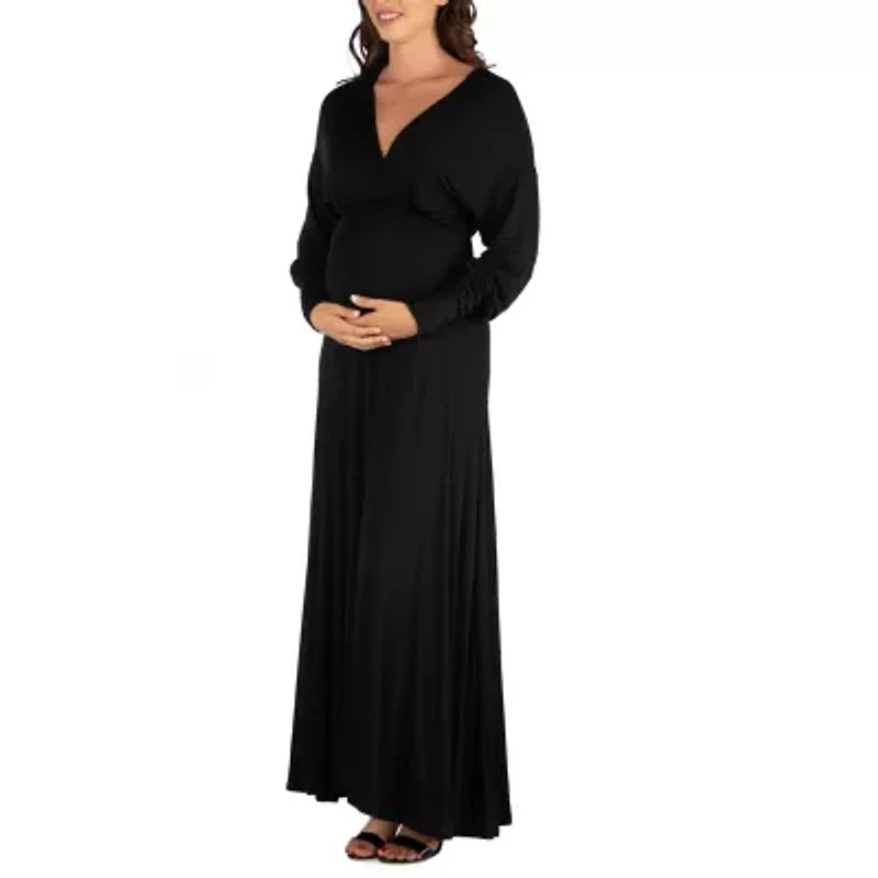24seven Comfort Apparel Womens Long Sleeve Maternity Maxi Dress