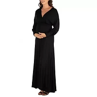 24seven Comfort Apparel Womens Long Sleeve Maternity Maxi Dress