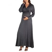 24seven Comfort Apparel Womens Maternity Long Sleeve Maxi Dress