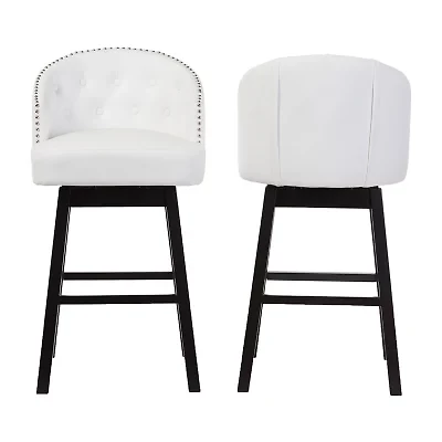 Avril 2-pc. Counter Height Upholstered Tufted Swivel Bar Stool