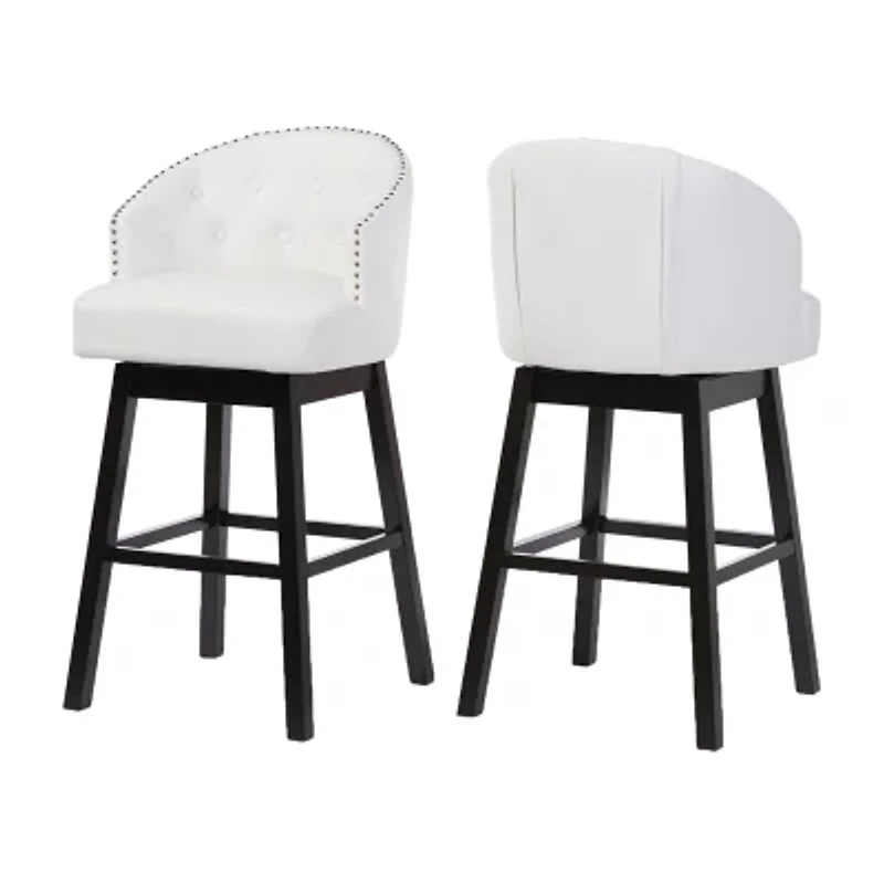 Avril 2-pc. Counter Height Upholstered Tufted Swivel Bar Stool