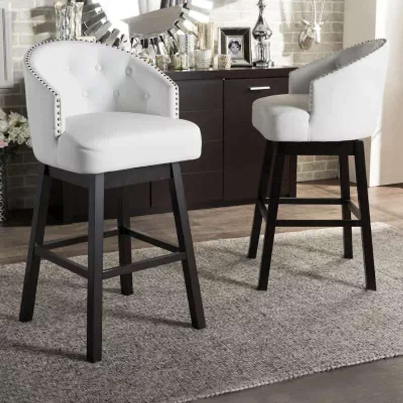 Avril 2-pc. Counter Height Upholstered Tufted Swivel Bar Stool