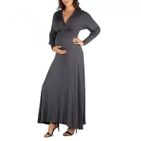 24seven Comfort Apparel Womens Maternity Long Sleeve Maxi Dress
