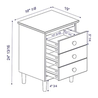 Modern 3 Drawer Solid Wood Nightstand