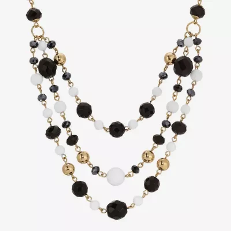 1928 Gold-Tone Womens 16 Inch Beaded Necklace