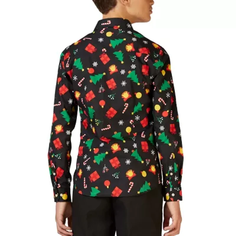 Opposuits Christmas Big Kid Boys Spread Collar Long Sleeve Dress Shirt