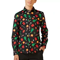 Opposuits Christmas Big Kid Boys Spread Collar Long Sleeve Dress Shirt