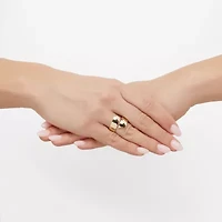 Hollow Womens 14K Gold Round Bypass  Cocktail Ring