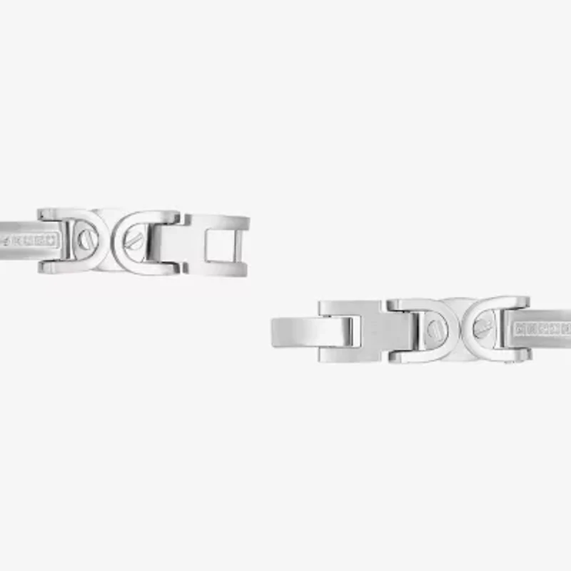 Mens Stainless Steel Solid 8 3/4 Inch Link Bracelet