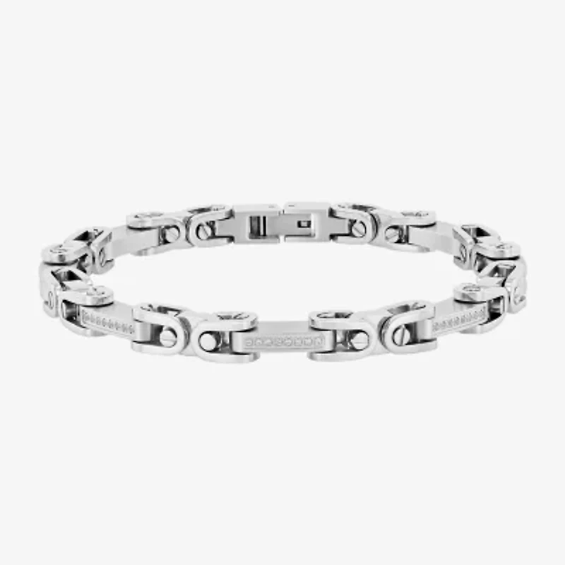 Mens Stainless Steel Solid 8 3/4 Inch Link Bracelet