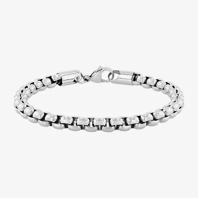 Mens Stainless Steel Solid 8 1/2 Inch Link Bracelet