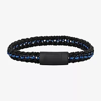 "Thin Blue Line" Mens Stainless Steel Cord Bracelet