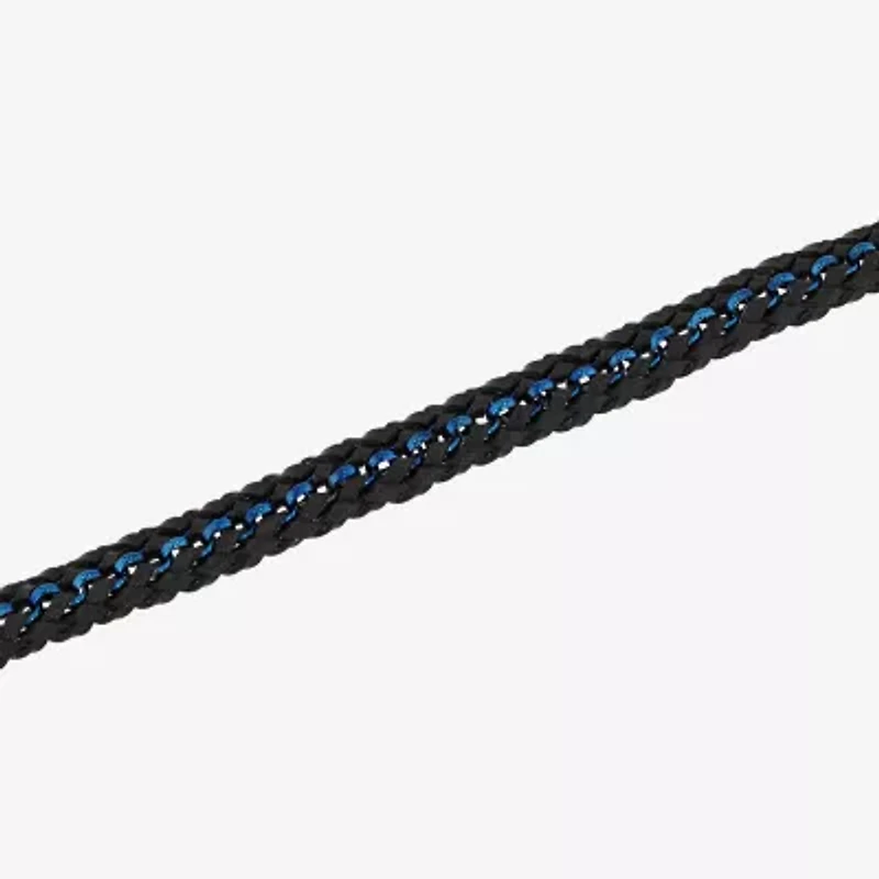 "Thin Blue Line" Mens Stainless Steel Cord Bracelet