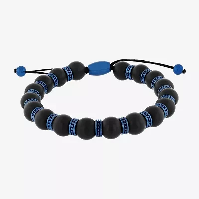 Mens Genuine Black Onyx Beaded Bracelet