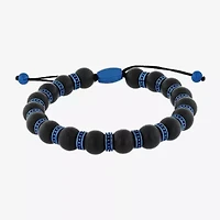 Mens Genuine Black Onyx Beaded Bracelet