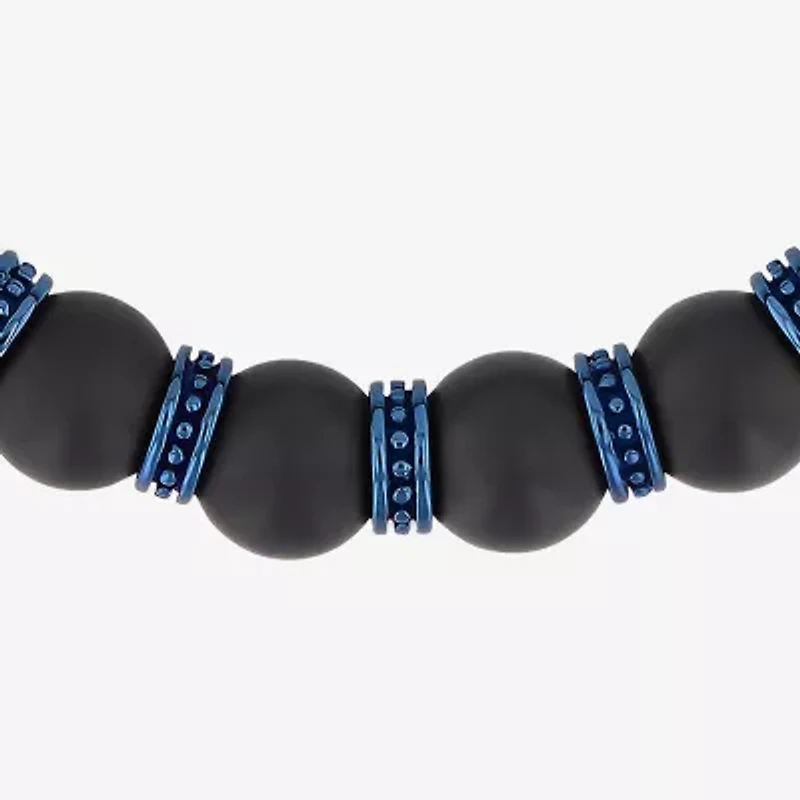 Mens Genuine Black Onyx Beaded Bracelet